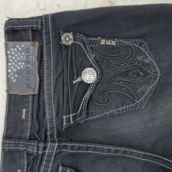 MEK Denim black jeans women's sz 26 x 36L Lyon easy bootcut distressed low rise - Picture 12 of 12